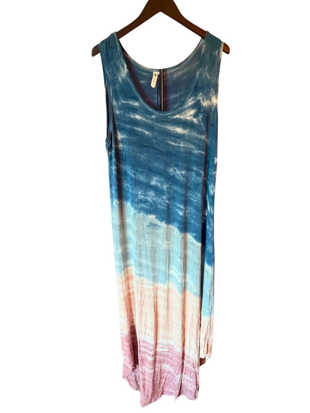 Cable and Gauge Pink and Blue tie dye cotton maxi dress - Sz. XL